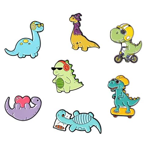 SINNKY Cute Enamel pins for Backpacks,Anime cartoon pins for jacket,Pins set for Clothing Bags Jackets Accessory DIY Crafts pins set (Dinosaur) Cover