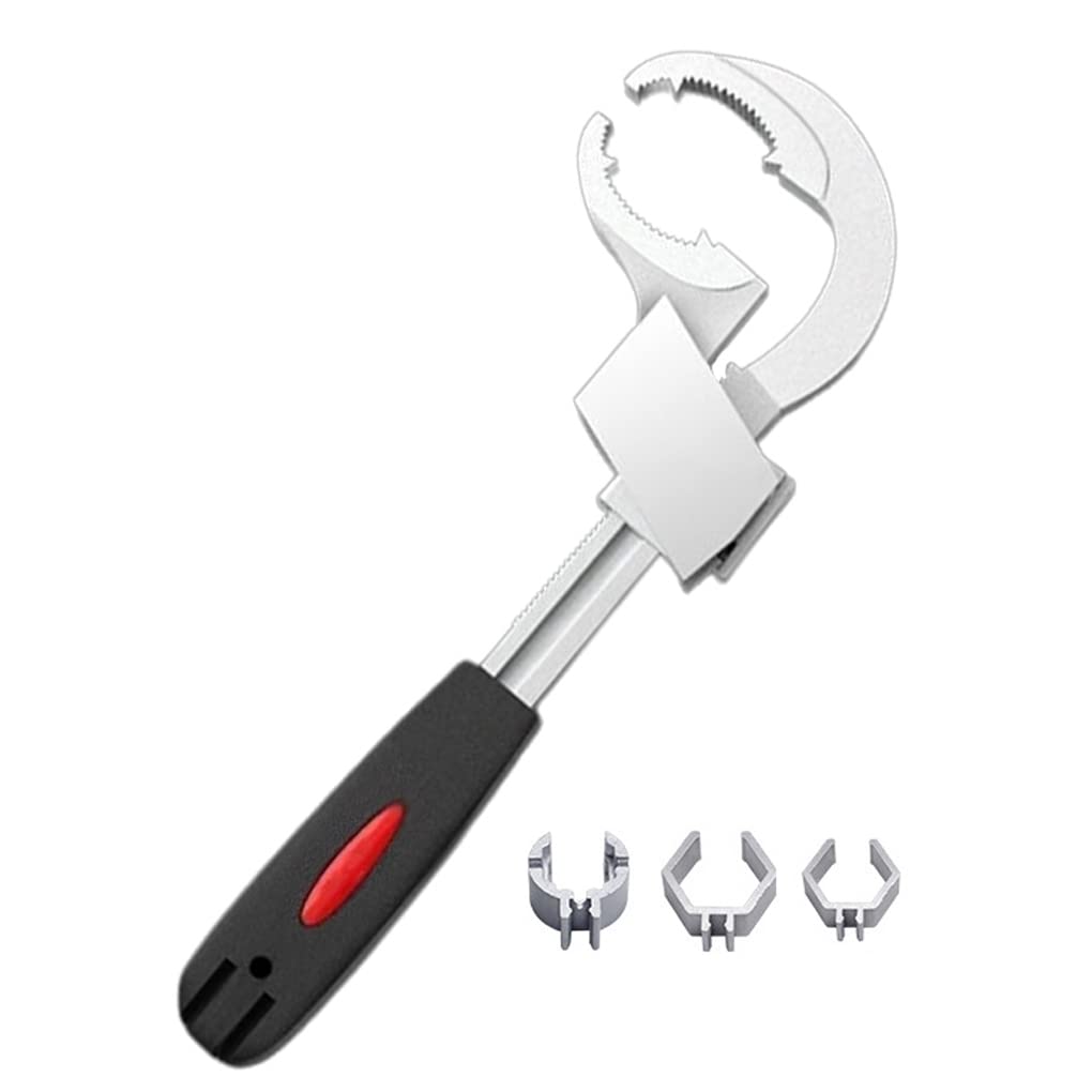 Yeqoo Silver Universal Adjustable Double-Ended Wrench Multifunctional Bath Wrench Aluminium Alloy Open End Spanner Bathroom Repair Hand Tool