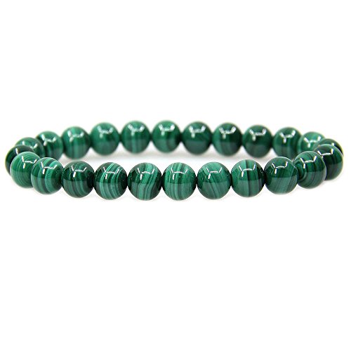 Natural green malachite crystal gemstone 8mm round beads stretch …