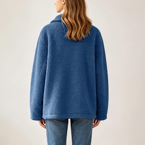 Women Sherpa Jacket Oversized Lapel Fleece Fuzzy Jackets Winter Coats - image 3