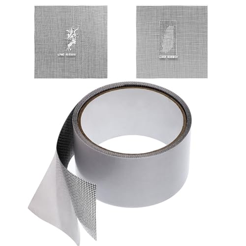 UMMEI Ruban pour Fenêtre en Treillis Carré, Fenêtre Auto - Adhésive, Portes Et Fenêtres Anti - Insectes Animaux Réparateurs Fissures,Noir,5m