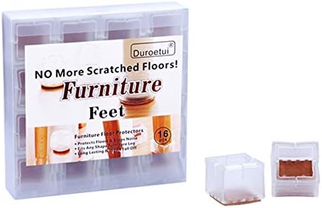 16 X Pcs Chair Leg Caps Furniture Feet Pads Table Covers Square Opening Anti-slip Prevent Scratches.silicone Wood Floor Protectors (Clear) (Small, Fits Legs 1 1/8 - 1 1/4) by Duroetui?