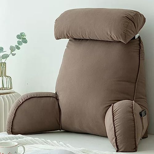 Miaogoo – Almohada de lectura para sofá cama, cojín de respaldo cómodo y removible, almohada suave para el cuello, cojín de respaldo para alivio del dolor (Marrón)