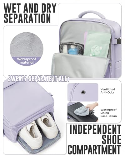 Image of Vacuum Backpack with Pump for Women Men, Compression Backpack for Travel, Vacpack for School Business Trip, Lightweight Airback Backpacks with Vacuum Seal, Carry On Bag for Airport( Purple Large)