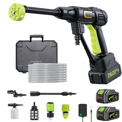 Kevsuvqin Idropulitrice a Batteria (2x4000mAh), 120Bar Idropulitrice Professionale con Motore Brushless, Regolabile su 3Livelli, Idropulitrice Portatile per Lavaggio Auto, Pulizia del Giardino
