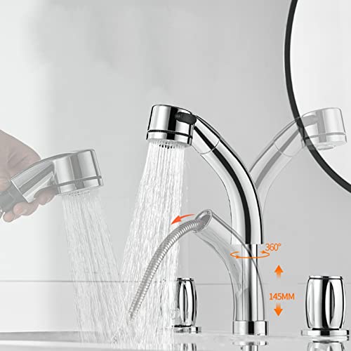 Robinets à 3 trous pour lavabo de salle de bains chrome