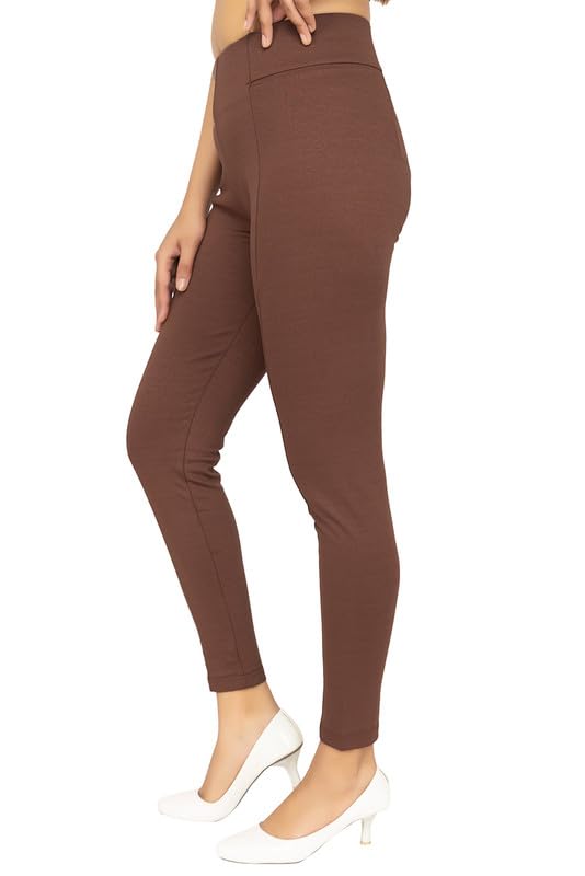 Image of Mlada Slim Fit Jeggings with Elastic Waist Band for Women Office Work Formal Wear Trousers Stretch Cotton Knit High Waist Skinny Fit Jeggings Lycra Pants Travel Comfort Jeggings