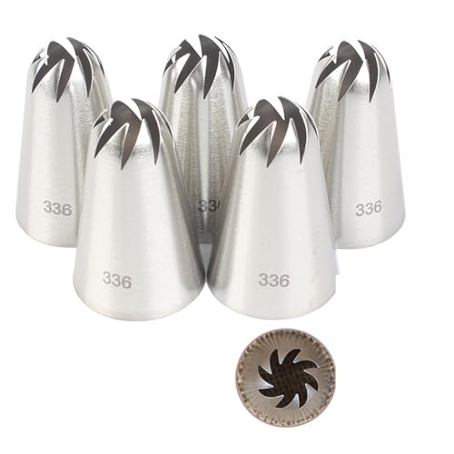 Juego de Puntas de Manga Pastelera 5pcs/set Large Icing Piping Nozzles For Decorating Cake Baking Cookie Cupcake Nozzle Stainless Steel Pastry Tips para la Cocina(336 5pcs)