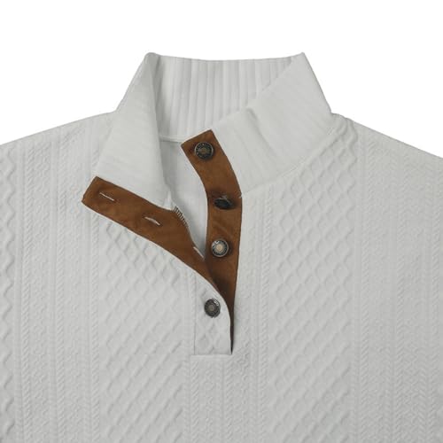 Akklian Men's Quarter Button Sweater Lightweight Mock Neck Casual Long Sleeve Knitted Pullover Sweaters with Patched Elbow3