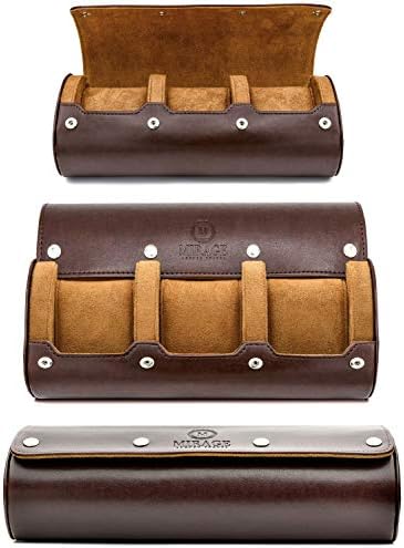 Watch Travel Case - for Men - for Women - Watch Roll Travel Case Organizer Display - Watch Case - Watch Organizer - Swiss Motif Classy Espresso