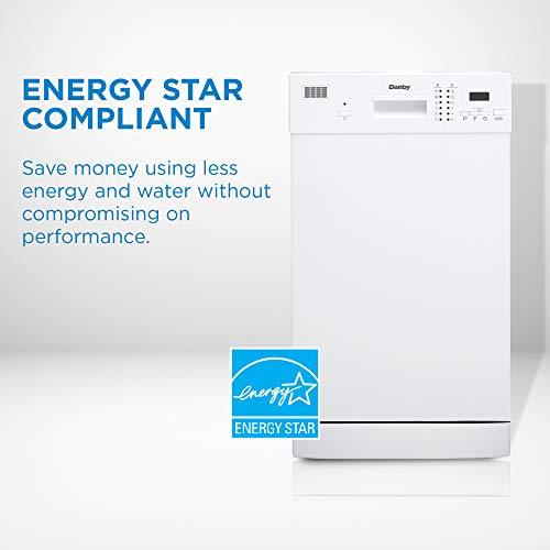 Danby 18 Inch Built In Dishwasher, 8 Place Settings, 6 Wash Cycles And 4 Temperature + Sanitize Option, Energy Star Rated With Low Water Consumption And Quiet Operation - White (Ddw1804Ew) #TOP6