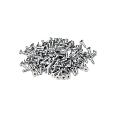 100Pcs M2 x 6mm Flat Head Screw - Countersunk Socket Cap Screws, Full Thread, Right Hand, 304 Stainless Steel 18-8 Metric Allen Hex Drive Machine Bolts