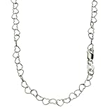 Heart Link Sterling Silver Nickel Free Chain Necklace Italy Adjustable, 16-18