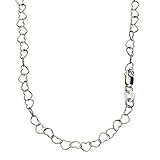 Heart Link Sterling Silver Nickel Free Chain Necklace Italy Adjustable, 14-16'