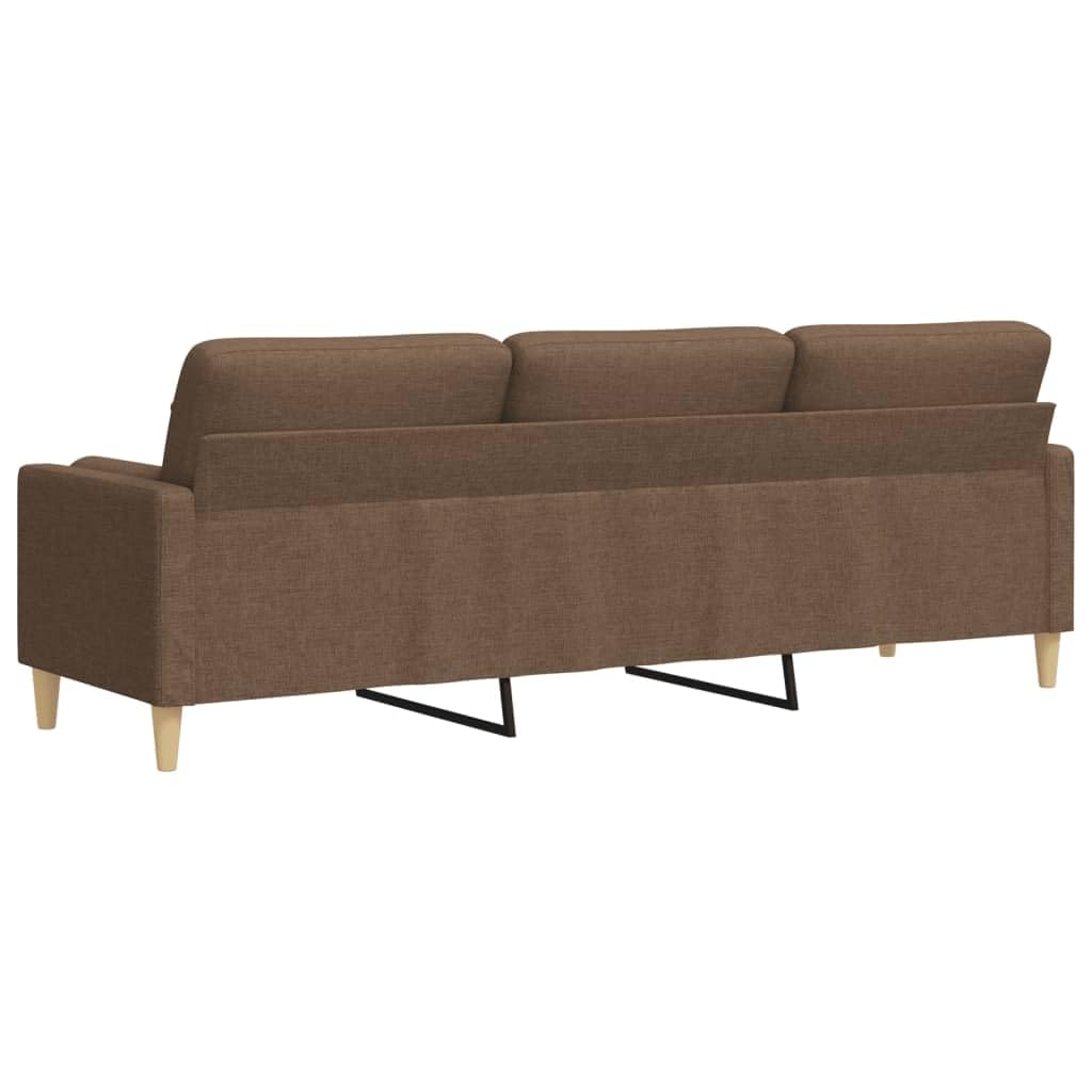 Canapé 3 places avec coussin décoratif marron 210 cm en tissu rembourré pour salon et chambre d'amis, avec espace de rangement et accoudoirs confortables