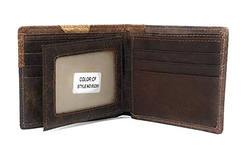 Western Genuine Leather Cowhide Cow Fur Horse Basketweave Mens Bifold Short Wallet in 2 colors (Coffee)3