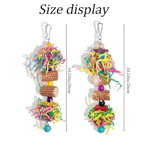 GYTFOG 2 Pcs Bird Toys, Bird Shredding Toys, Parrot Chewing Toys, Include Natural Corn Cob Bells, Foraging Chewing Hanging Cage Accessories for Small & Medium Birds for Conures - Image 2