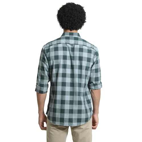 Image of BASICS 100% Cotton Checked Shirt for Men | Slim Fit | Everyday Smart Casual Wear | Full Sleeve