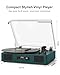 Vinyl Record Player with Built-in Stereo Speakers & USB Recording, Belt-Drive Vintage Portable Bluetooth Turntable Supports 3 Sizes 3 Speeds Records with RCA Output, Auto-Stop, Dark Green
