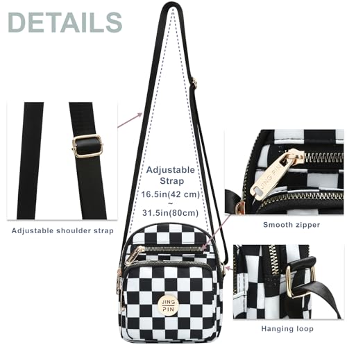 DOB SECHS Checkered Crossbody Bag Multi-pockets Small Messenger Bags for Women Cross Body Shoulder Bag Purse with Front Pocket 6