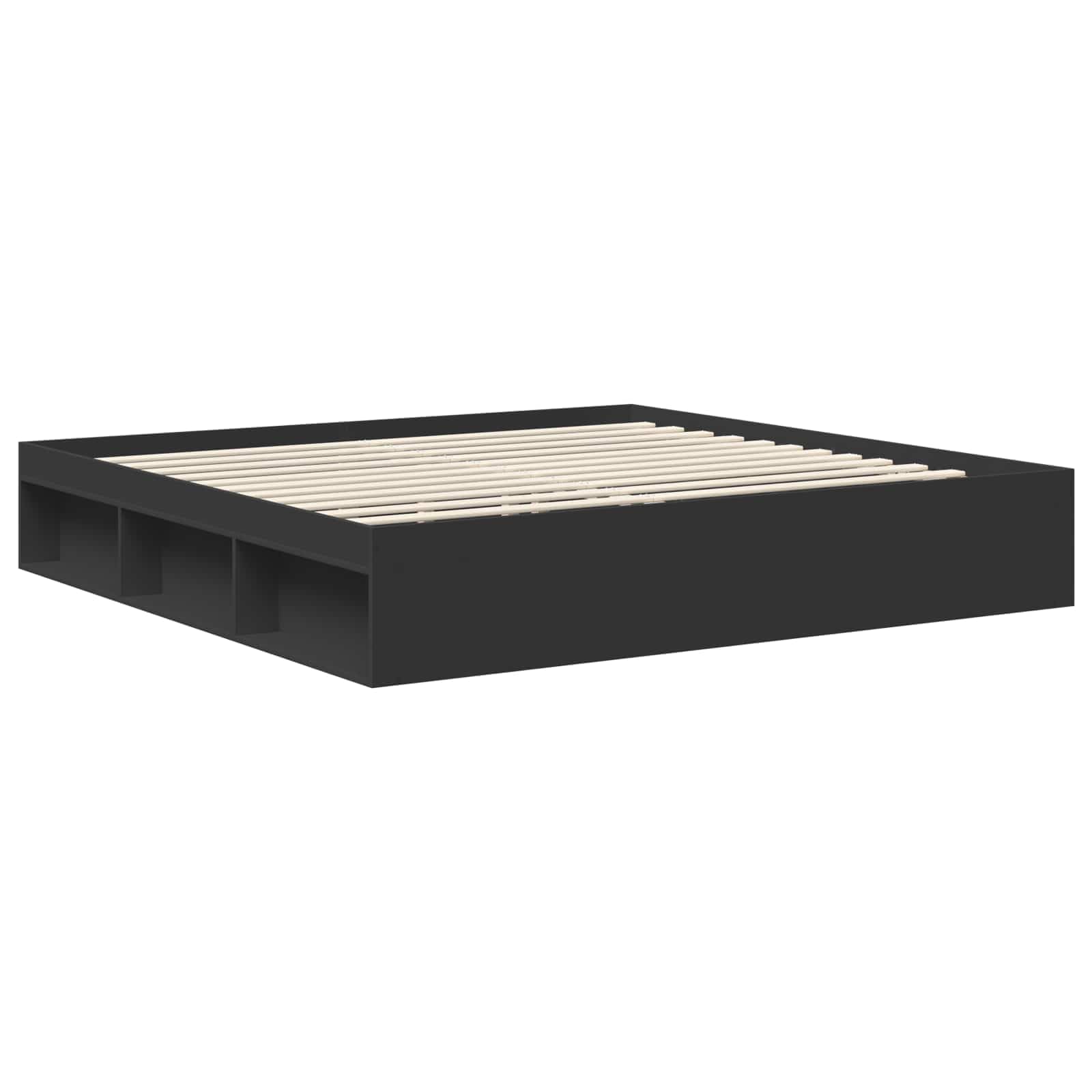 Estructura de Cama Negro 200 x 200 cm Madera de Pino Macizo