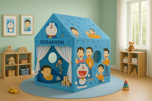 Image of XEMOX, Light Weight Kids Play Tent House - Fun, Foldable, and Durable for Indoor & Outdoor Toys for 3 to 10 Year Old Kids (DORAMOON)