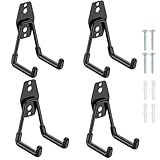 サムコス ガレージフック 壁掛けガレージ収納 4個セット 強力 L型自転車 工場用 DIY 工具 ガーデン ネジ はしご/ホース/自転車/玄関/倉庫/道具収納 物置 取付用 ツール ネジ付属（ブラック）