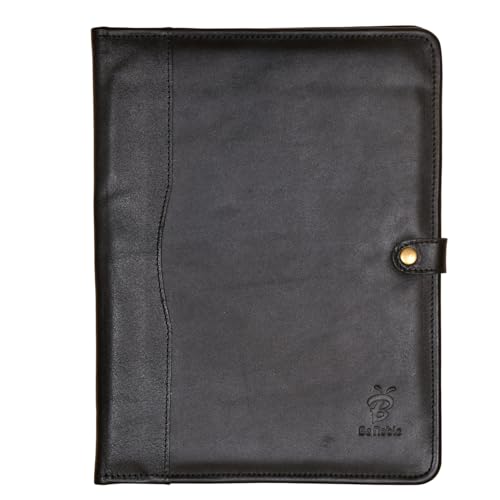 Portefeuille en cuir véritable haut de gamme format lettre finitions noires
