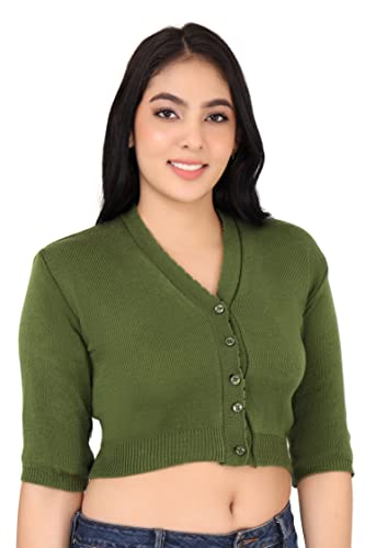 Image of Women Winter Wear V-Neck Half Sleeves Regular Fit Woollen Blouse