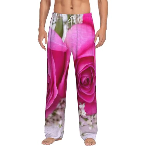 Pantalon de pyjama en flanelle pour homme motif rose Pink Rose1