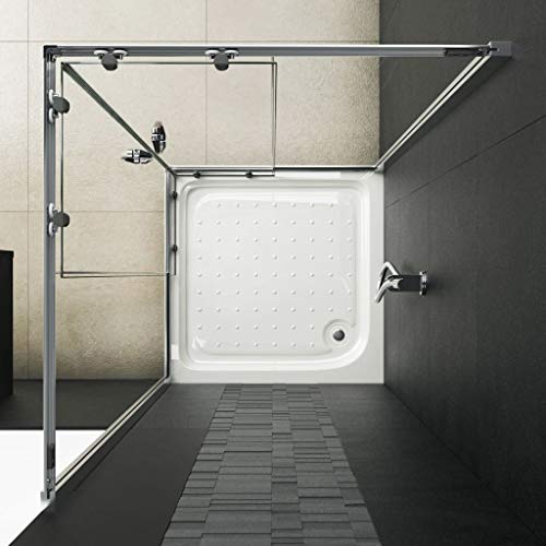 Festnight Shower Enclosure with Sliding Doors Satin Chrome Frame Bathroom Shower Partition Safety Glass Shower Corner Screen Wall 31.5 x 31.5 x 72.8 Inches (L x W x H)