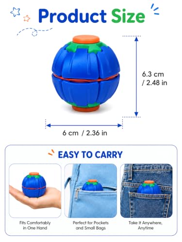 3D Printed Figurine 3D Printed Press to Spin Fidget Ball, Push & Spin Sensory Toy,Stress Relief Desk Spinner for Classroom,Office & Home,Handheld Fidget Toy,Birthday Gift, Party Favor for Kids - Image 5