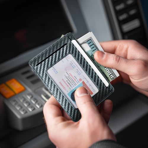 Image of Travelambo Slim Minimalist Wallet for Men, RFID Blocking Credit Card Holder, Front Pocket ID Card Case, Gifts for Men, Husband, Boyfriend, Teenage