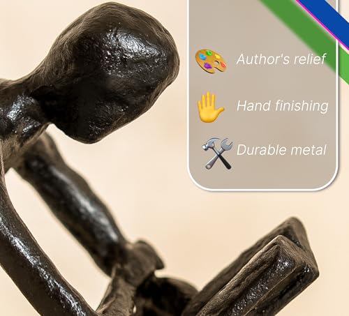 Escultura de bronce persona leyendo libro diseño moderno elegante miniatura 3