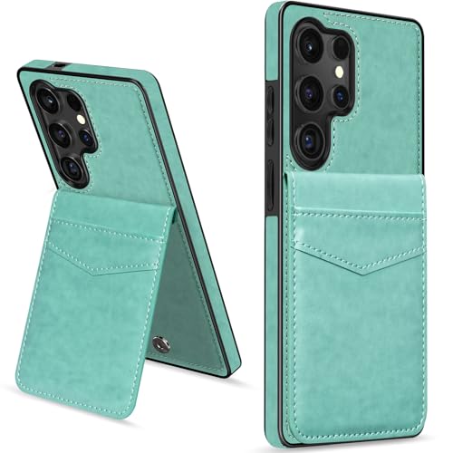 LOHASIC for Samsung Galaxy S25 Ultra Wallet Case for Women Men, for Samsung S25 Ultra Case with Card Holder, Magnetic PU Leather Kickstand Protective Phone Cases for Galaxy S25 Ultra 2025 - Mint Green