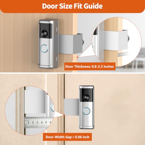 Image of Yaluyo No-Drill Doorbell Mount with Rain Cover, Anti-Theft Door Kits Compatible with Battery Doorbell /Plus /Pro(2026 Model),Quick Install Doorbell Camera Holder for Apartment, Silver