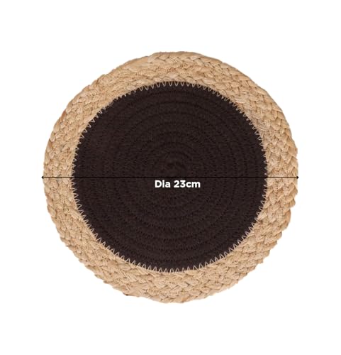 Image of DENOVA Cotton Rope Trivet for Hot Pots and Pans Heat-Resistant Table Mat, Handcrafted Spiral Design, Mocha and Jute Edge Pack of 3