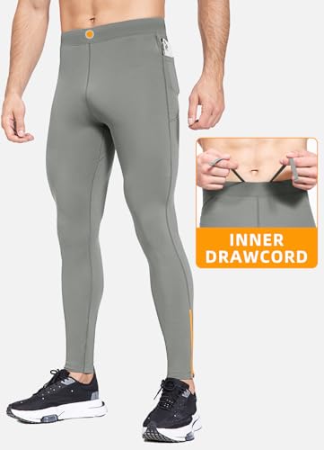 Image of baleaf Men's Winter Running Tights Thermal Cycling Pants Water Resistant Fleece Leggings Zipper Pockets Cold Weather Gear