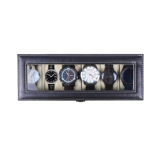 VARGHESE PAUL Watch Box Holder Organizer Case storage 6 Slots of Watches for Men and Women with Transparent Display, Compact Design, Ideal for Display and Protection For Watch (Black) (B0CPLJVVRF) Amazon Price History, Amazon Price Tracker