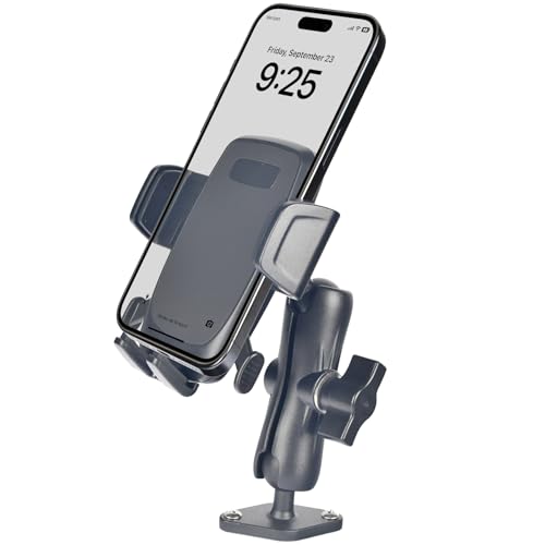 VAUBORTTI 1 Ball Phone Mount Aluminum Alloy Arm & Base Double Ball Joint 360 Adjustable Screw-Mounted Base Fits RAM B Size System Universal Holder for Car Truck Van Desk Wall Dashboard