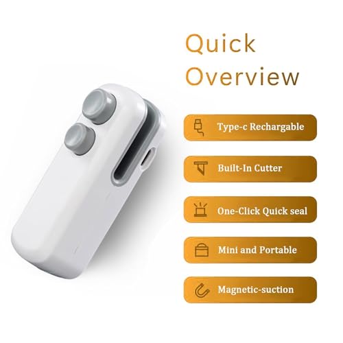 Image of Nibbler Portable Mini Sealing Machine, Handheld Packet Sealer for Food, Snacks, Chips, Fresh Storage, Plastic Bags Sealing Machine, Type C Charging Vacuum Sealers