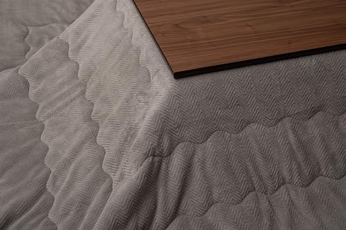 PaletteLife Kotatsu Comforter 79\" x 94\" (200x240cm), Reversible Herringbone Heated Table Blanket, Lightweight Brushed Polyester Futon Duvet, Cozy Japanese Floor Bedding, Scandinavian Style, Khaki