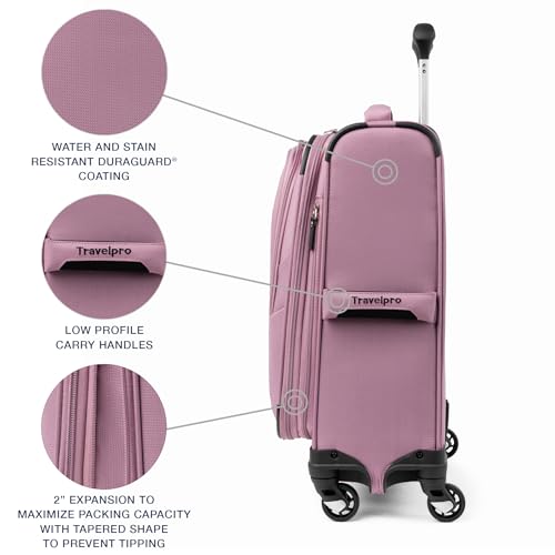 Image of Travelpro Maxlite 5 Softside Expandable Luggage with 4 Spinner Wheels, Lightweight Suitcase, Men and Women, International, Orchid Pink Purple, Carry-on 19-Inch
