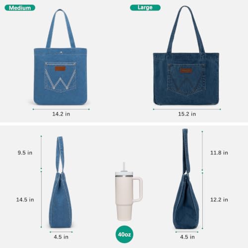 Image of Montana West Wrangler Denim Tote Bag for Women Purses for Work Travel Everyday