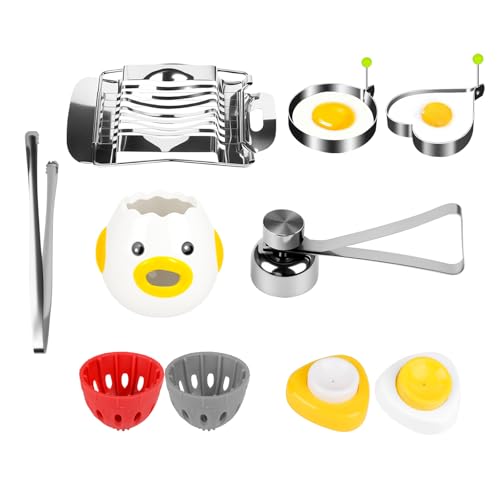 10-in-1 Egg Tool Set:1 Chalaza Remover Tongs,2 Piercers,2 Fry Rings,2