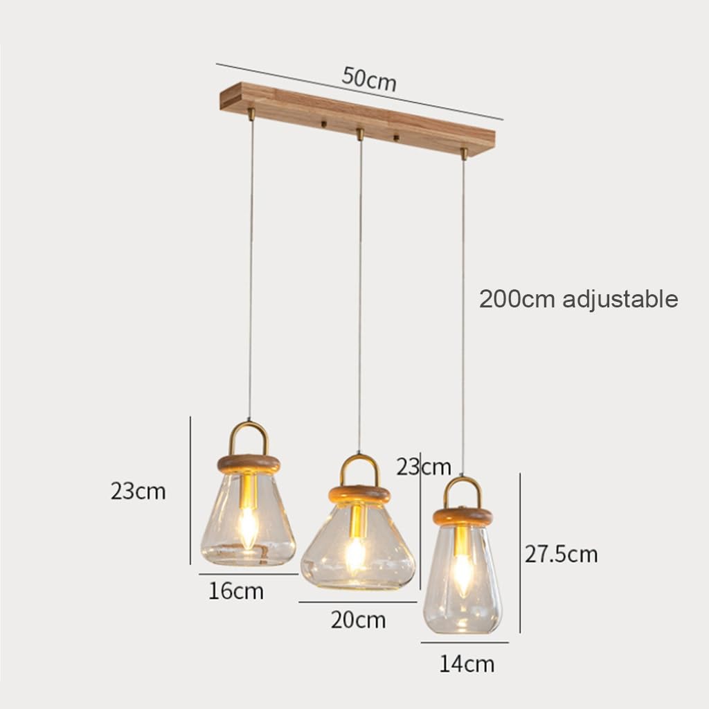 Nowoczesna, Kreatywna Lampa Wisząca Do Jadalni Z 3 Punktami Świetlnymi, Z Przezroczystego Szkła, Z Regulacją Wysokości – Idealna Do Kuchni, Salonu, Sypialni I Przedpokoju(B)