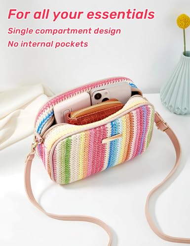 Straw Crossbody Bag Small Woven Purse for Women Cute Beach Shoulder Handbag Spring Summer Trendy3