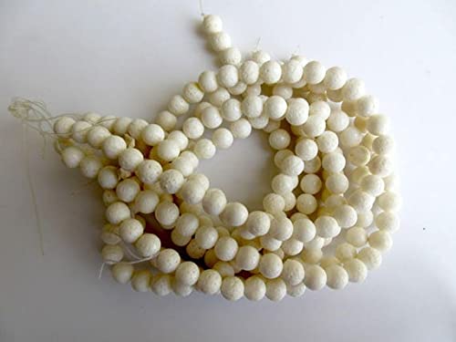 LKBEADS Białe korale duże koraliki z kamieni szlachetnych, 8 mm młotkowane białe koralowe gładkie okrągłe koraliki, rozmiar wiertła 1 mm, sznurek 45 cm