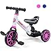 Peradix 3 EN 1 Triciclo para Niños, Bicicleta Desmontable de Pedales, Bicicleta Sin Pedales para Niños y Niñas, Bicicleta de Equilibrio para Bebé 1-3 Años, Cochecito con Ruedas Regulables