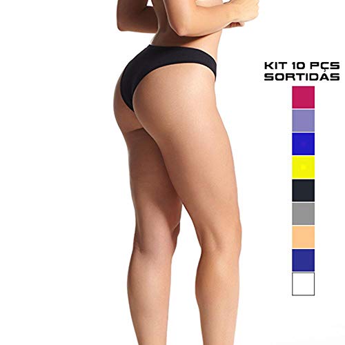 Kit Calcinha Cotton Algodão Tanga 10 peças M